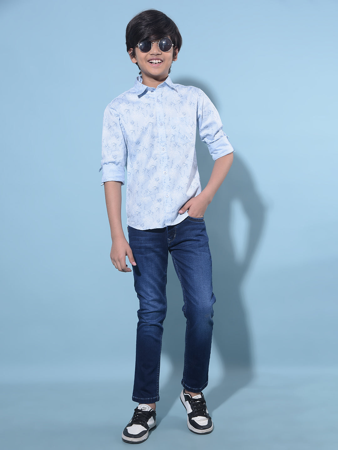 Blue Stretchable Cotton Jeans-Boys Jeans-Crimsoune Club