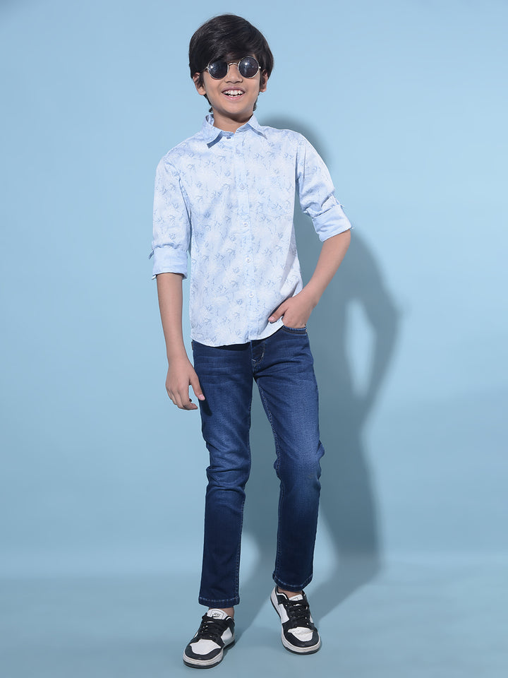 Blue Stretchable Cotton Jeans-Boys Jeans-Crimsoune Club