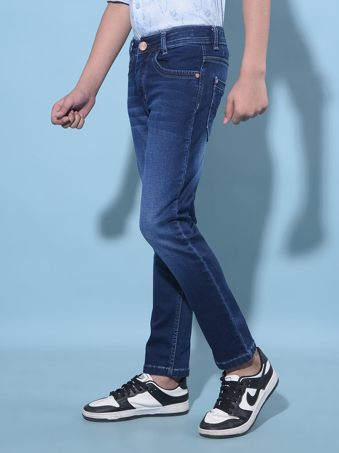 Blue Stretchable Cotton Jeans-Boys Jeans-Crimsoune Club