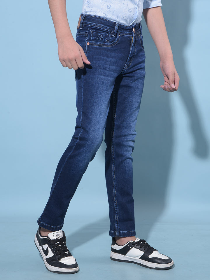 Blue Stretchable Cotton Jeans-Boys Jeans-Crimsoune Club