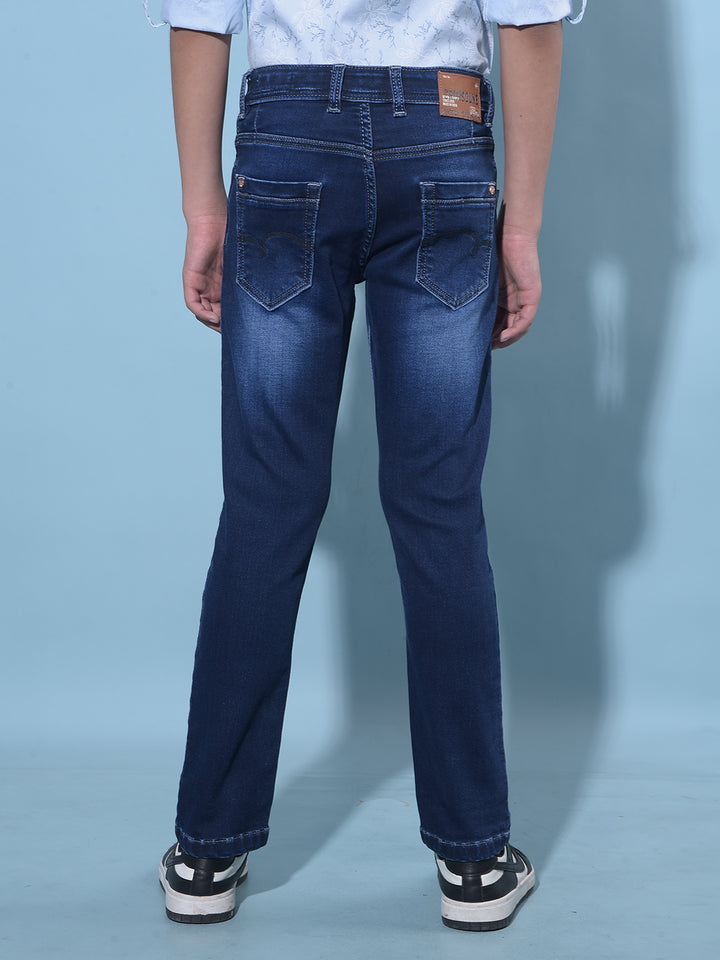 Blue Stretchable Cotton Jeans-Boys Jeans-Crimsoune Club