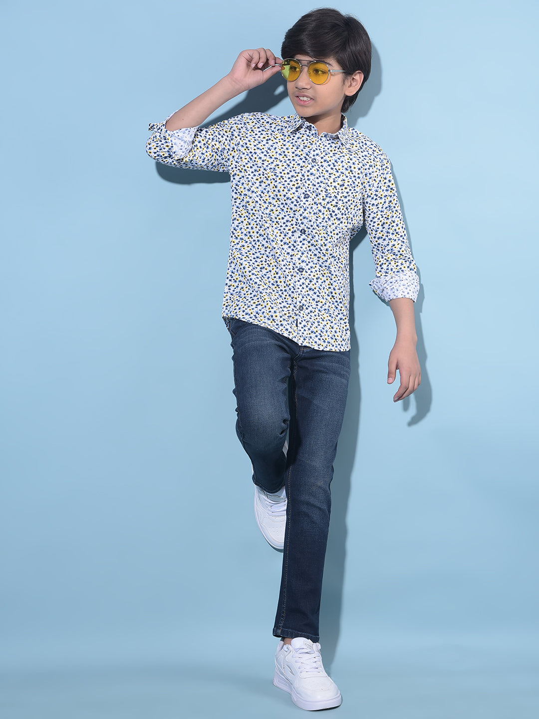 Blue Stretchable Cotton Jeans-Boys Jeans-Crimsoune Club