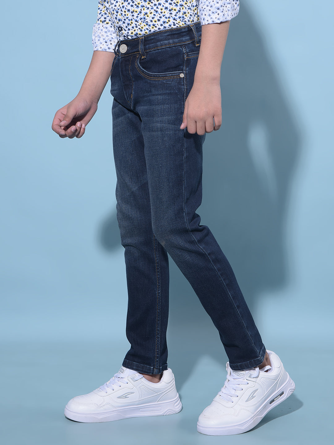 Blue Stretchable Cotton Jeans-Boys Jeans-Crimsoune Club