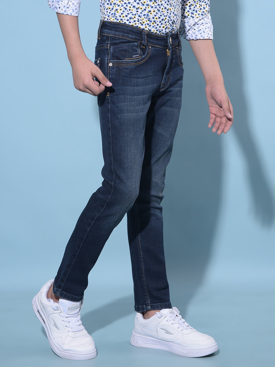 Blue Stretchable Cotton Jeans-Boys Jeans-Crimsoune Club