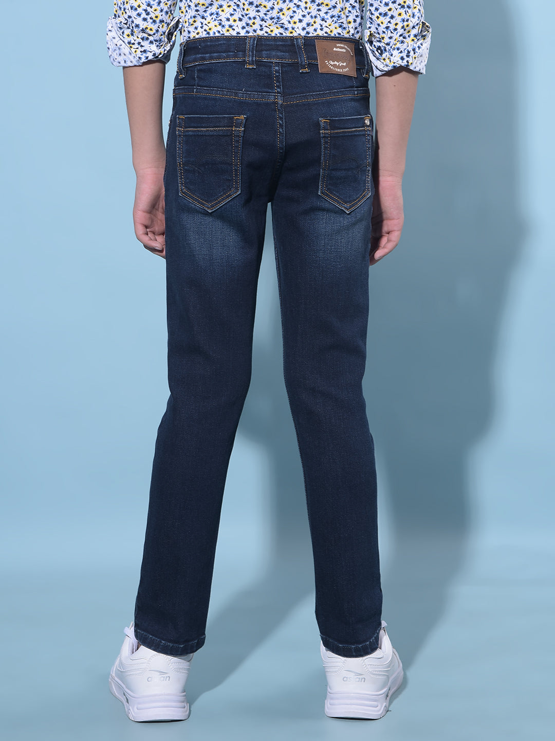 Blue Stretchable Cotton Jeans-Boys Jeans-Crimsoune Club