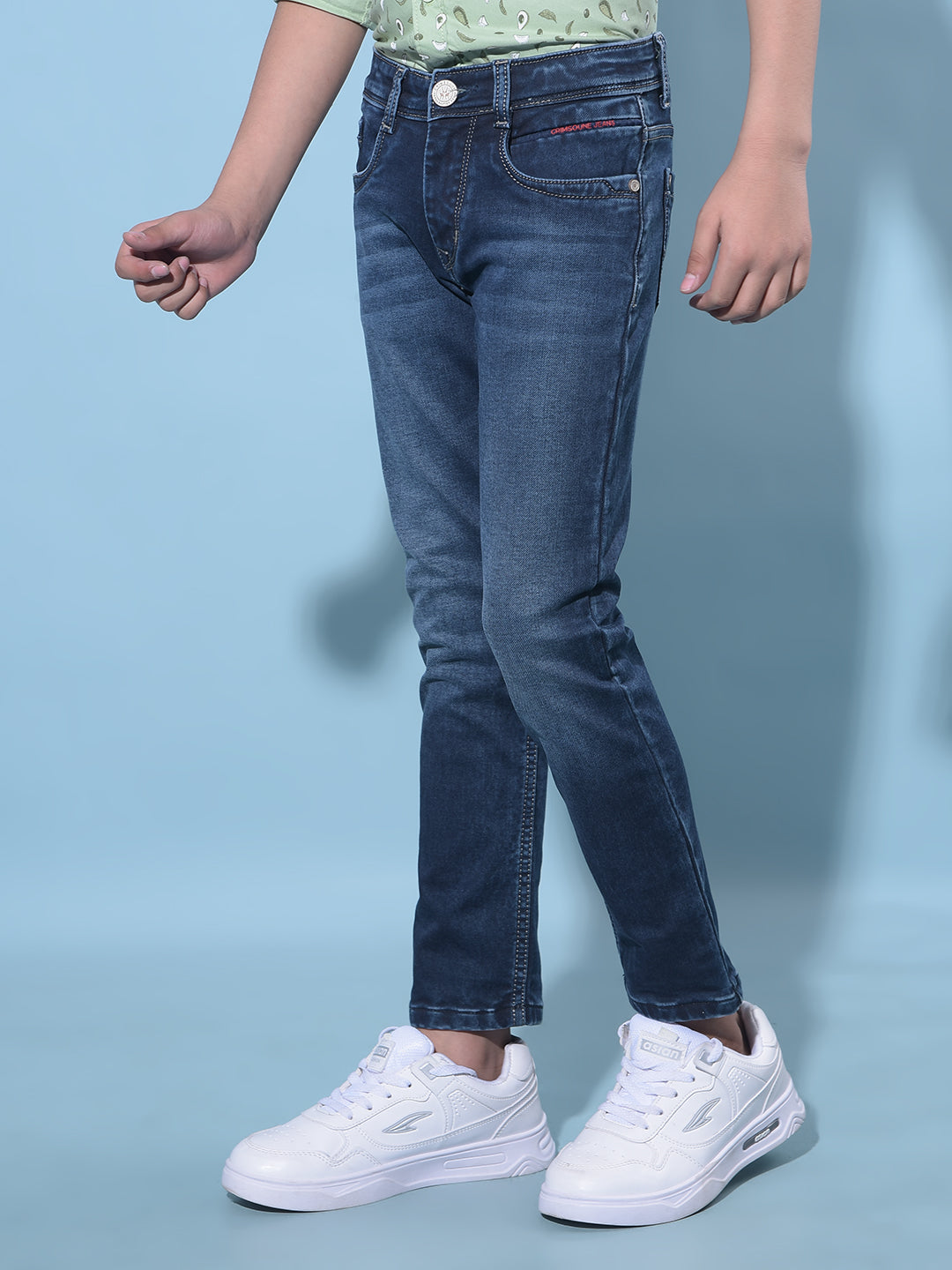 Navy Blue Stretchable Cotton Jeans-Boys Jeans-Crimsoune Club