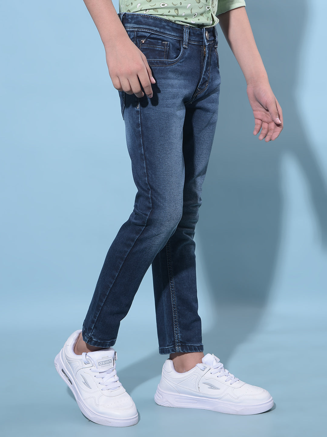 Navy Blue Stretchable Cotton Jeans-Boys Jeans-Crimsoune Club