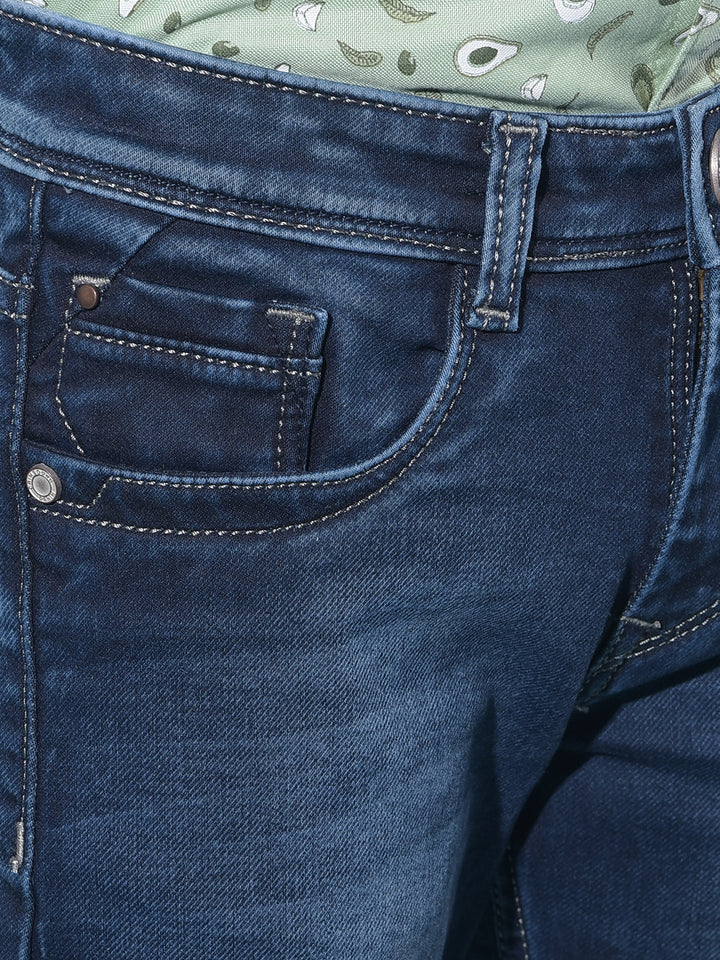 Navy Blue Stretchable Cotton Jeans-Boys Jeans-Crimsoune Club