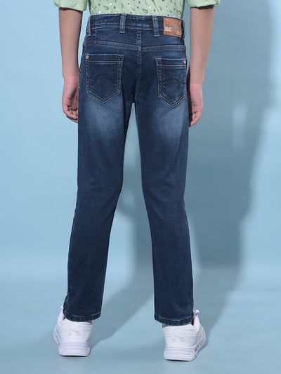 Navy Blue Stretchable Cotton Jeans-Boys Jeans-Crimsoune Club