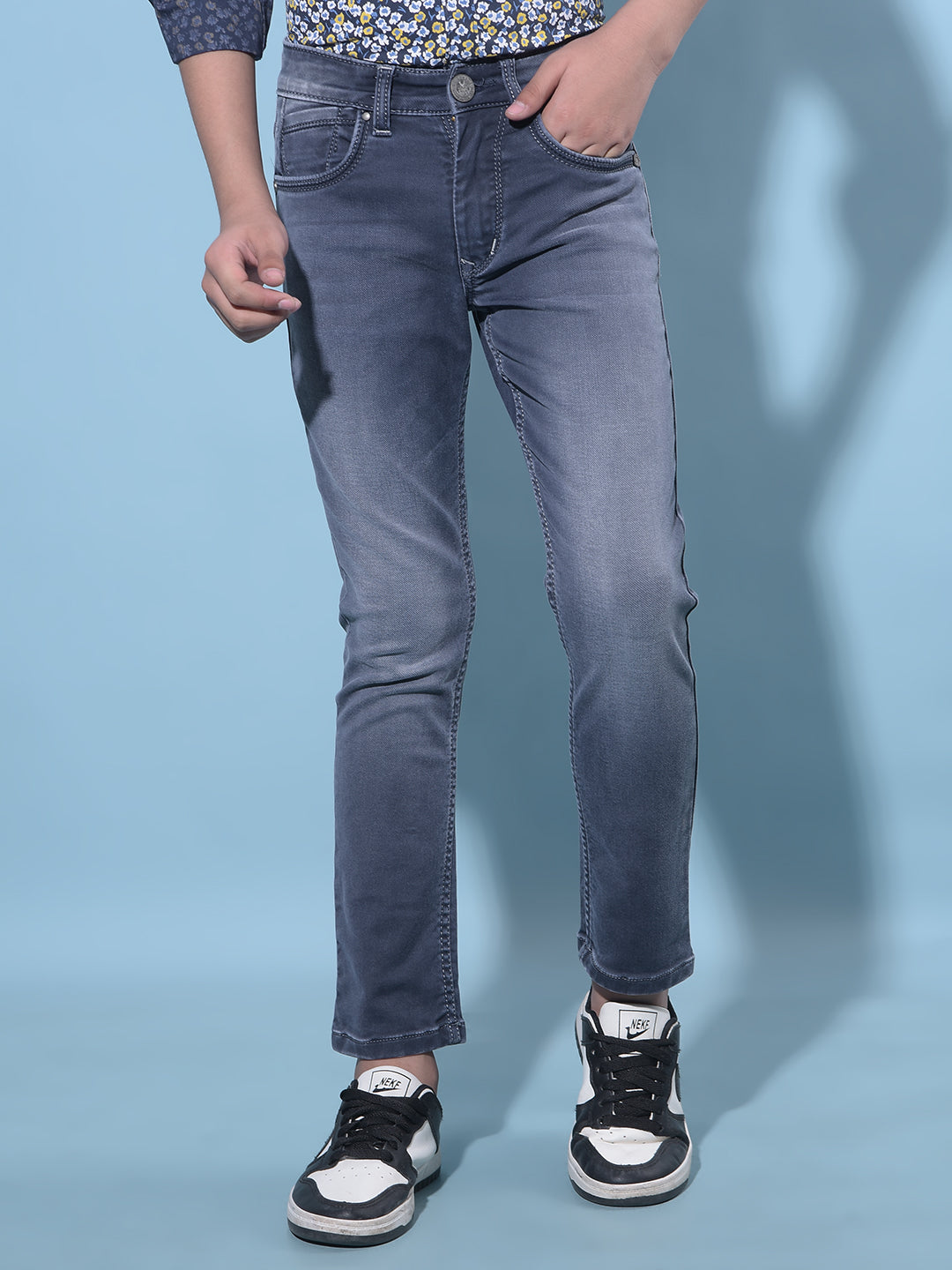 Grey Stretchable Cotton Jeans-Boys Jeans-Crimsoune Club