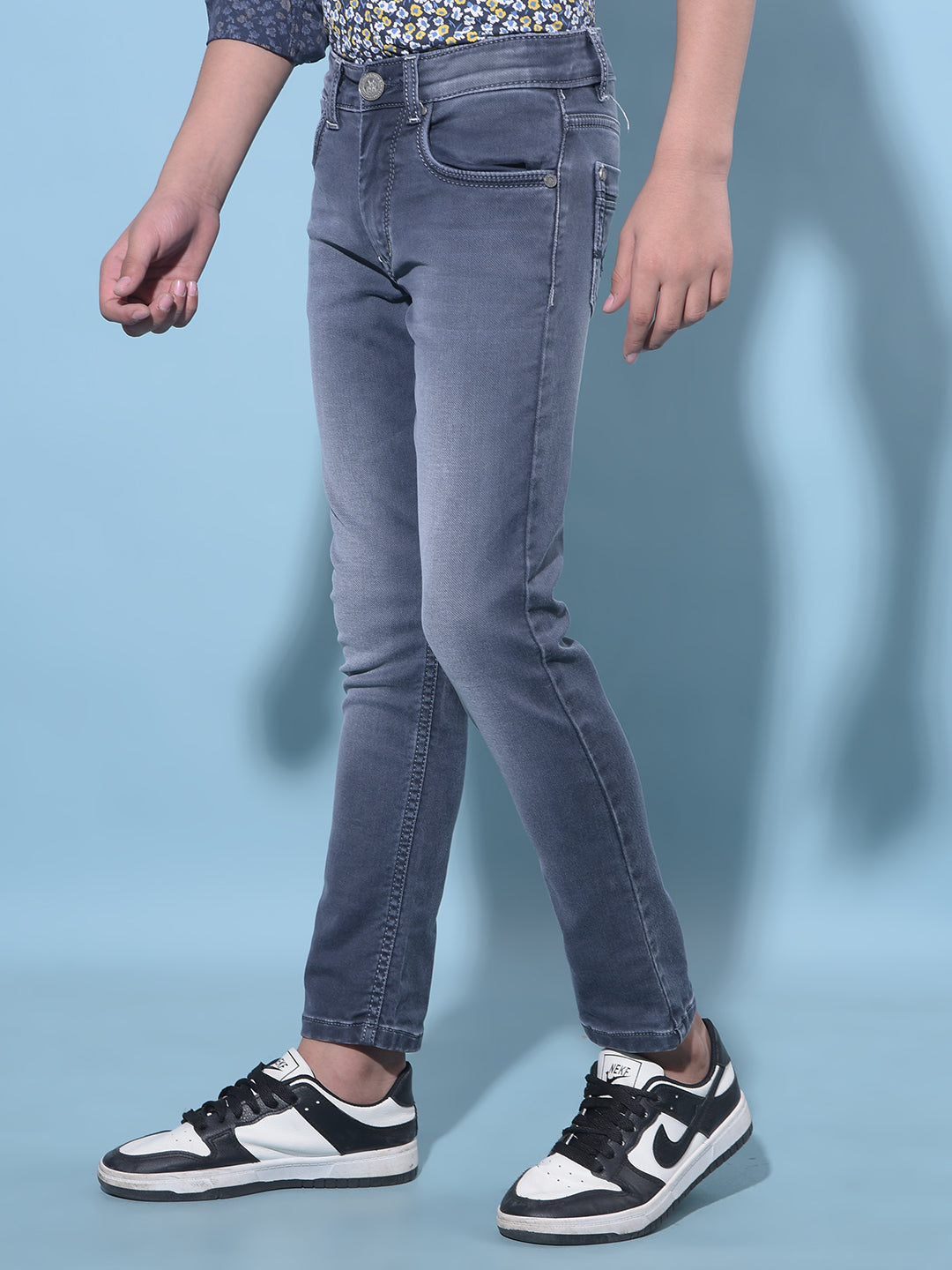 Grey Stretchable Cotton Jeans-Boys Jeans-Crimsoune Club