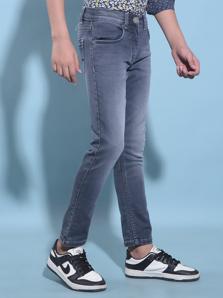 Grey Stretchable Cotton Jeans-Boys Jeans-Crimsoune Club