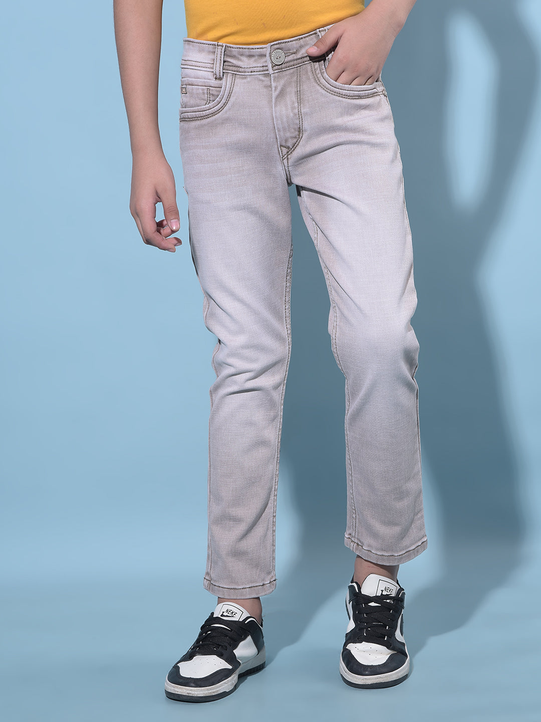 Grey Stretchable Cotton Jeans-Boys Jeans-Crimsoune Club