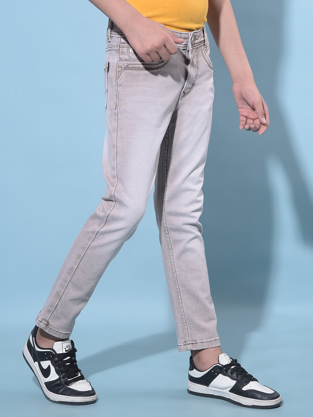 Grey Stretchable Cotton Jeans-Boys Jeans-Crimsoune Club