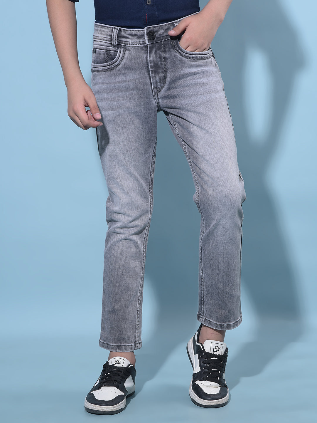 Grey Stretchable Cotton Jeans-Boys Jeans-Crimsoune Club