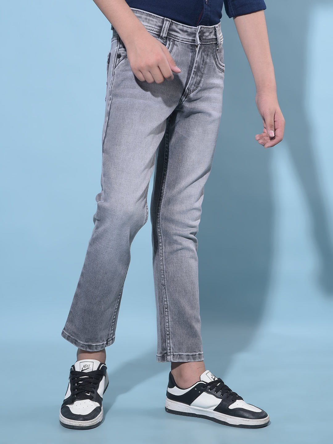 Grey Stretchable Cotton Jeans-Boys Jeans-Crimsoune Club