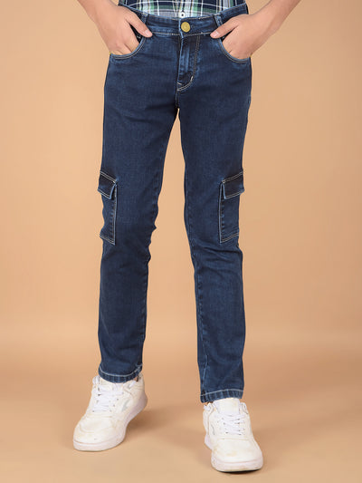 Blue Cargo Jeans-Boys Jeans-Crimsoune Club