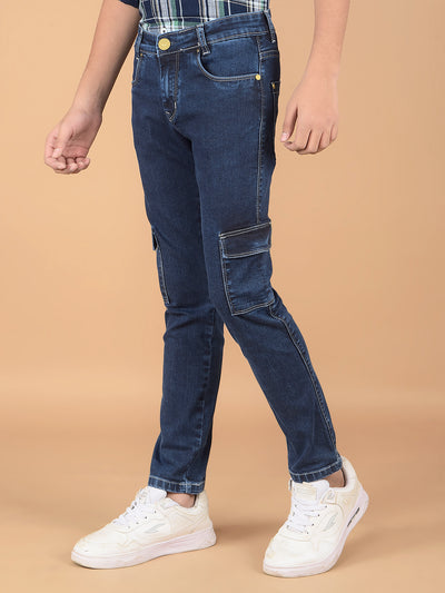 Blue Cargo Jeans-Boys Jeans-Crimsoune Club