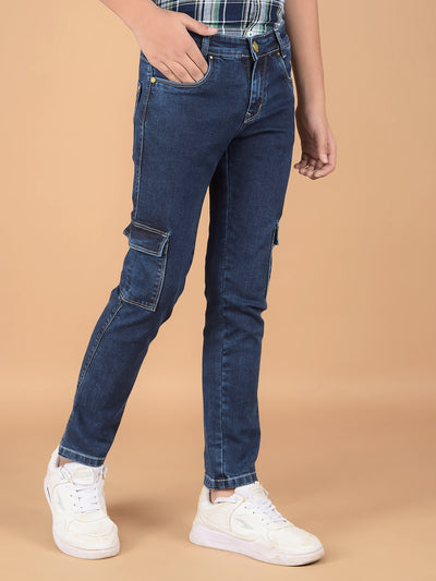Blue Cargo Jeans-Boys Jeans-Crimsoune Club
