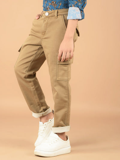 Khaki Cargo Jeans-Boys Jeans-Crimsoune Club