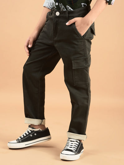Olive Cargo Jeans-Boys Jeans-Crimsoune Club