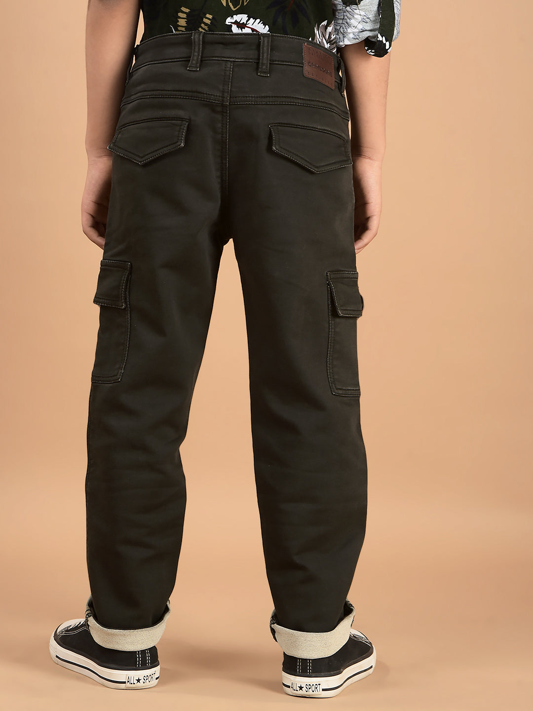 Olive Cargo Jeans-Boys Jeans-Crimsoune Club