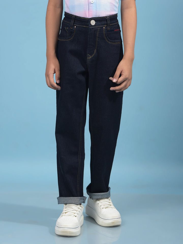Blue Straight Jeans-Boys Jeans-Crimsoune Club