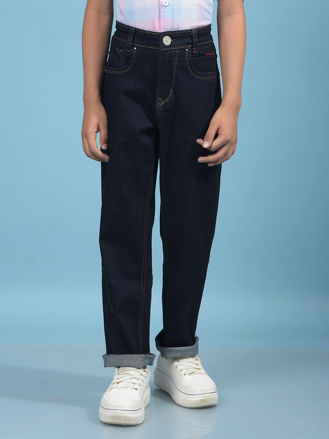 Blue Straight Jeans-Boys Jeans-Crimsoune Club