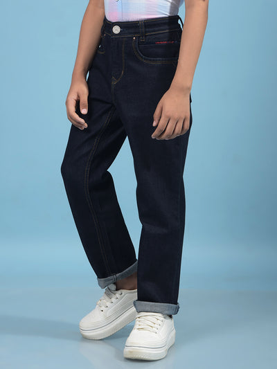 Blue Straight Jeans-Boys Jeans-Crimsoune Club