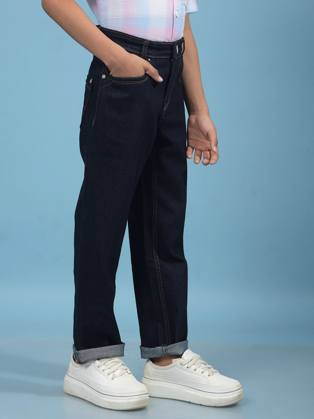Blue Straight Jeans-Boys Jeans-Crimsoune Club
