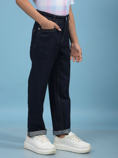 Blue Straight Jeans-Boys Jeans-Crimsoune Club