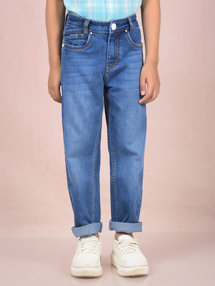 Blue Straight Jeans-Boys Jeans-Crimsoune Club