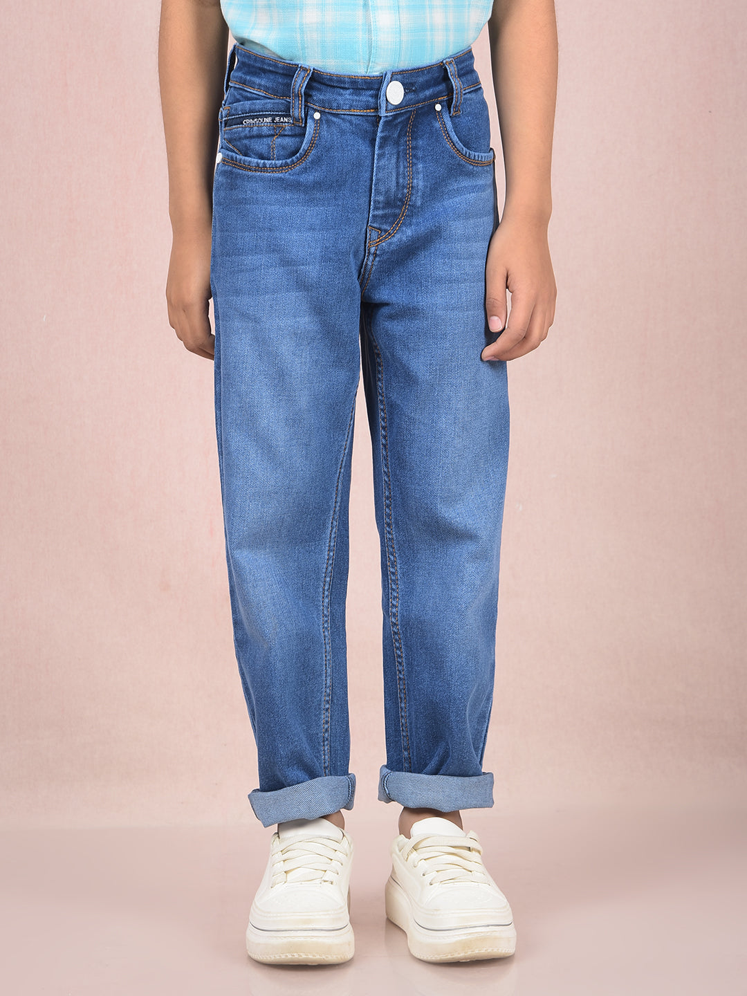 Blue Straight Jeans-Boys Jeans-Crimsoune Club
