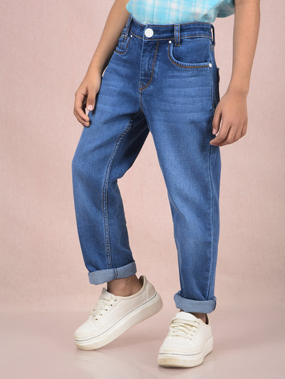 Blue Straight Jeans-Boys Jeans-Crimsoune Club