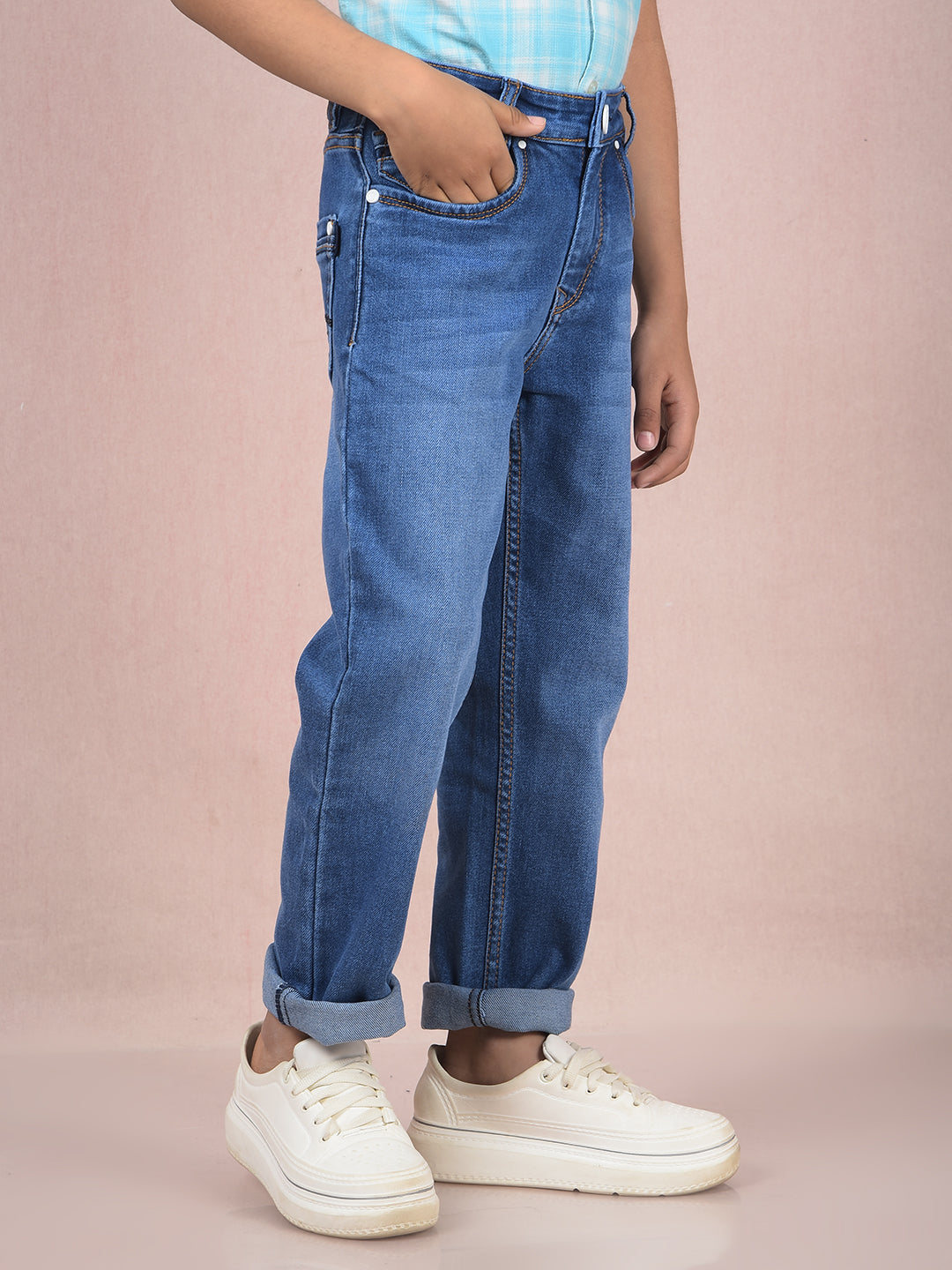 Blue Straight Jeans-Boys Jeans-Crimsoune Club