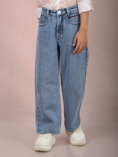 Blue Straight 100% Cotton Jeans-Boys Jeans-Crimsoune Club
