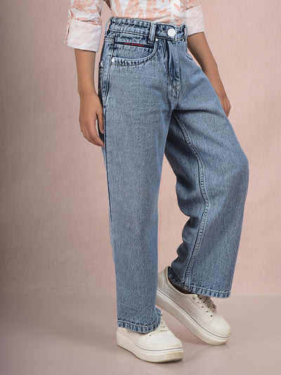 Blue Straight 100% Cotton Jeans-Boys Jeans-Crimsoune Club
