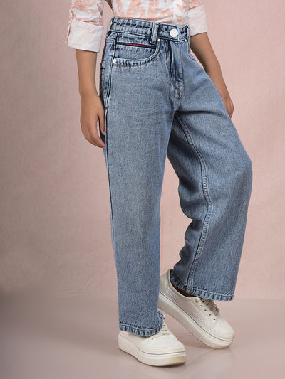 Blue Straight 100% Cotton Jeans-Boys Jeans-Crimsoune Club