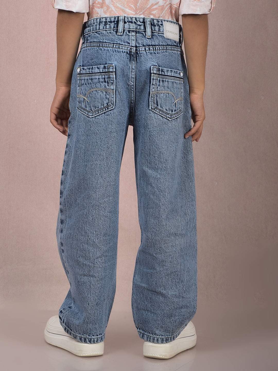 Blue Straight 100% Cotton Jeans-Boys Jeans-Crimsoune Club