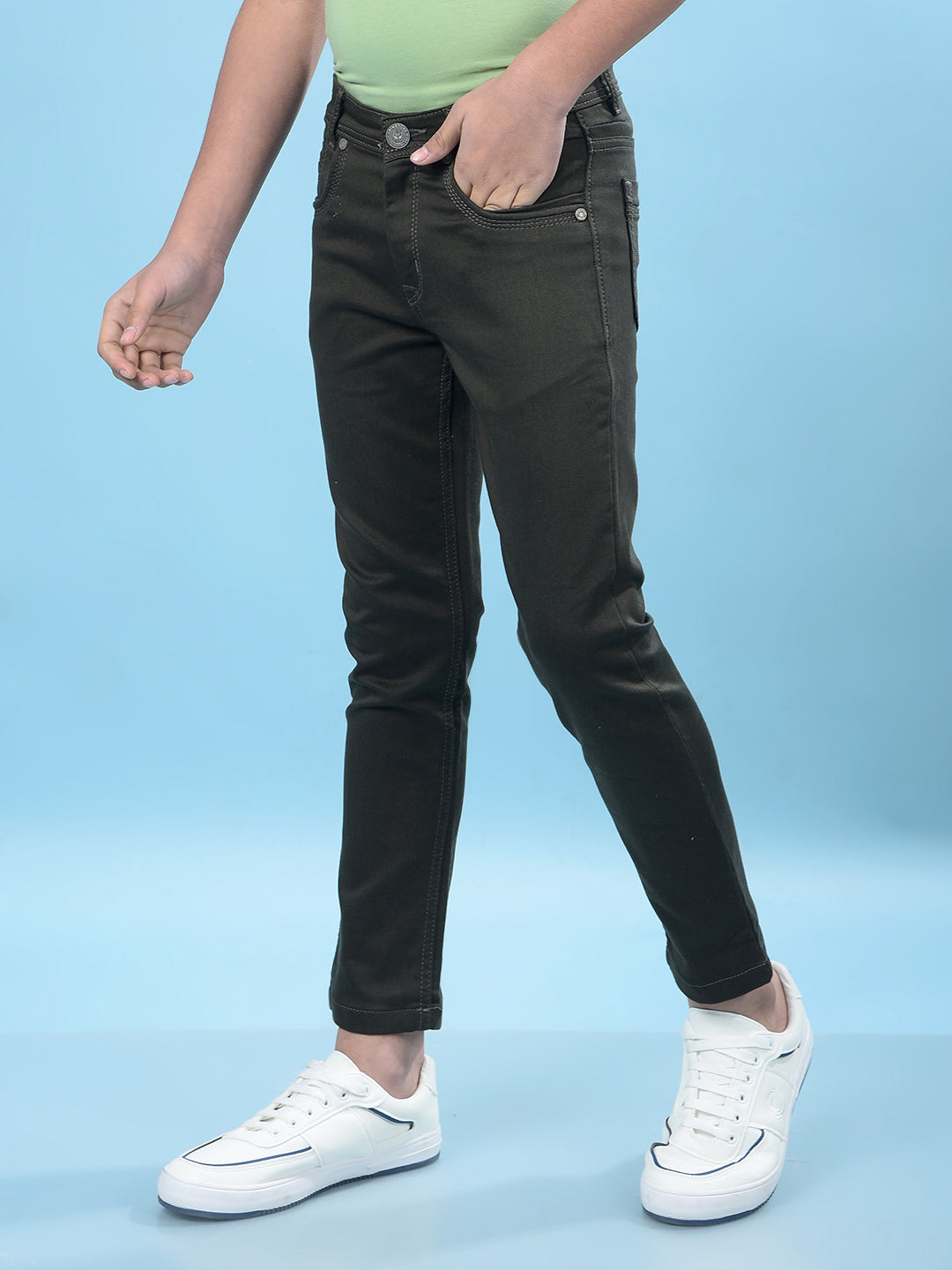 Stylish Olive Denim Jeans-Boys Jeans-Crimsoune Club