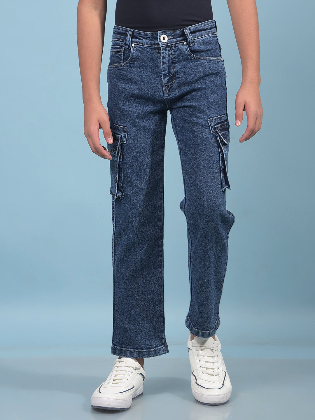 Blue Cargo Jeans-Boys Jeans-Crimsoune Club