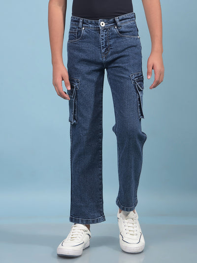 Blue Cargo Jeans-Boys Jeans-Crimsoune Club