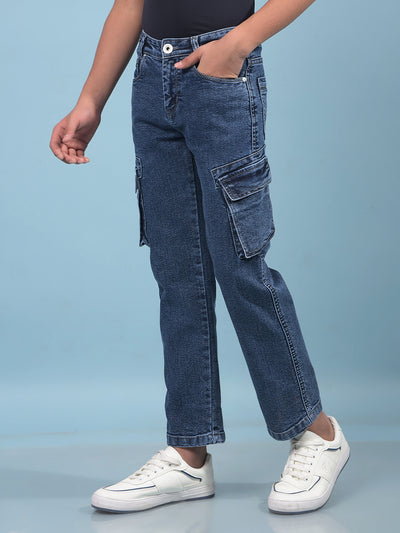 Blue Cargo Jeans-Boys Jeans-Crimsoune Club