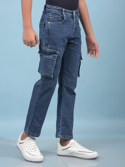 Blue Cargo Jeans-Boys Jeans-Crimsoune Club