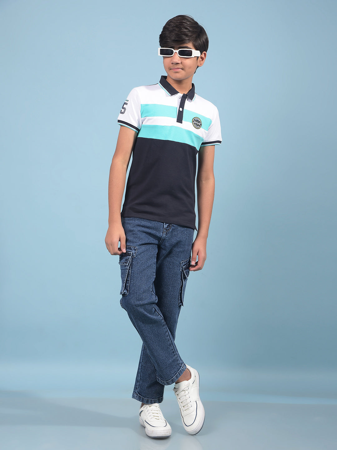 Blue Cargo Jeans-Boys Jeans-Crimsoune Club