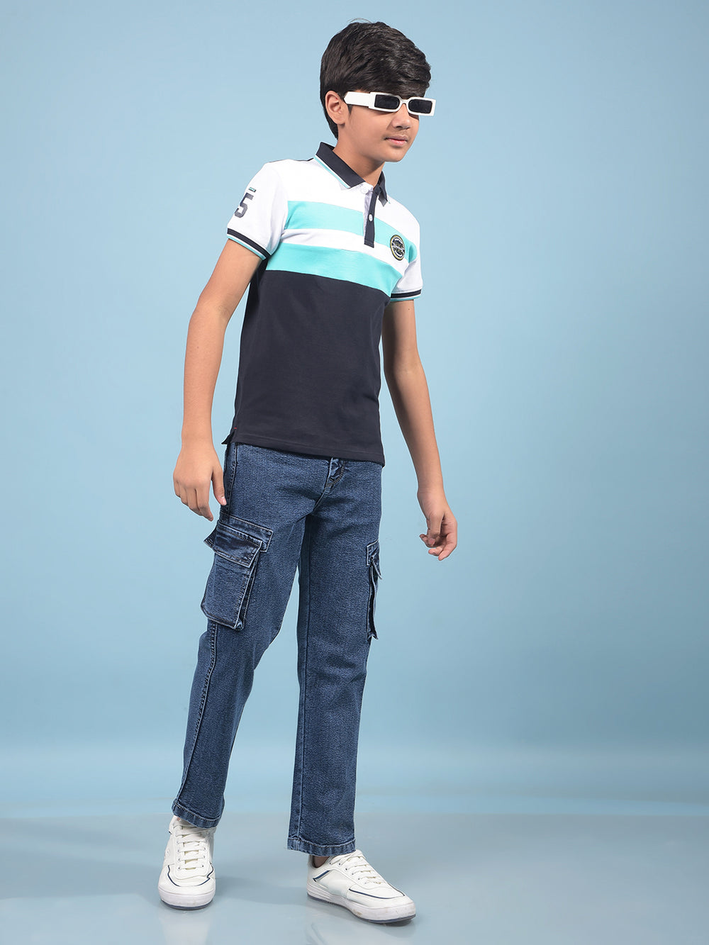 Blue Cargo Jeans-Boys Jeans-Crimsoune Club
