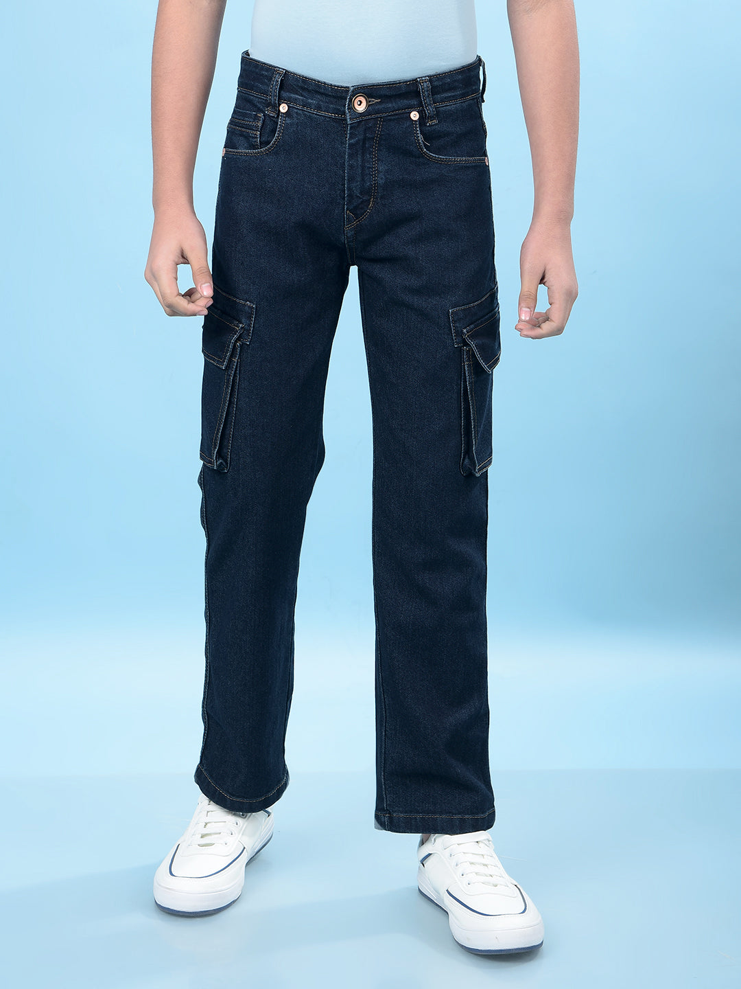 Casual Blue Cargo Jeans-Boys Jeans-Crimsoune Club