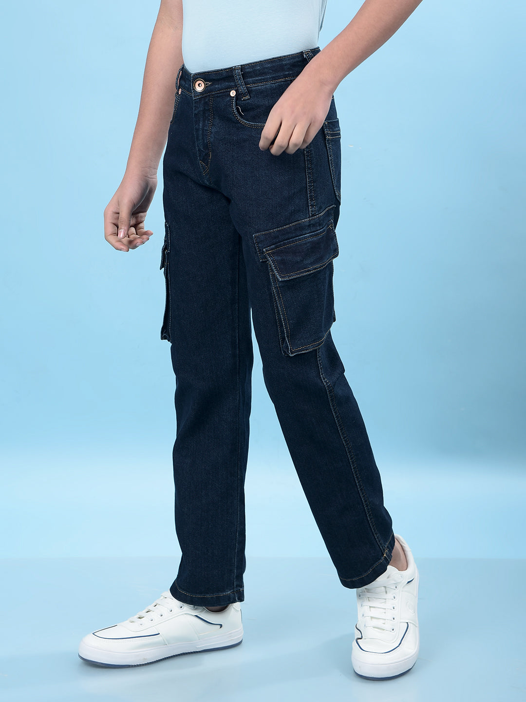 Casual Blue Cargo Jeans-Boys Jeans-Crimsoune Club