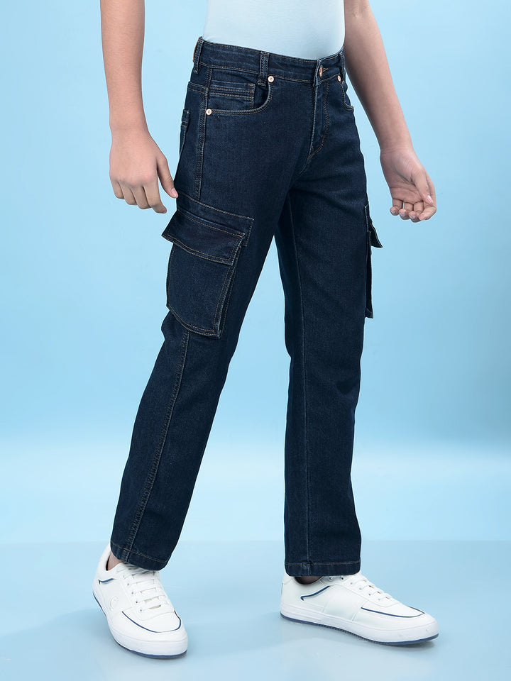 Casual Blue Cargo Jeans-Boys Jeans-Crimsoune Club