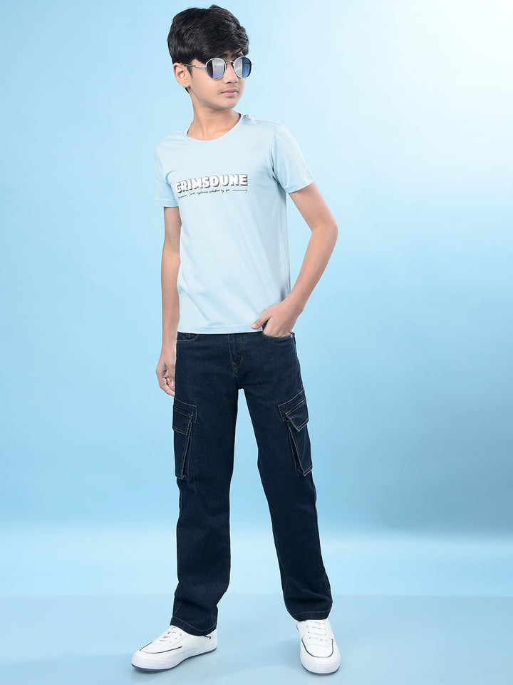 Casual Blue Cargo Jeans-Boys Jeans-Crimsoune Club